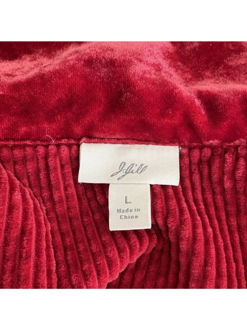 J.Jill Red Corduroy Velvet Trim Button Front Long Sleeve Jacket - Picture 9 of 14